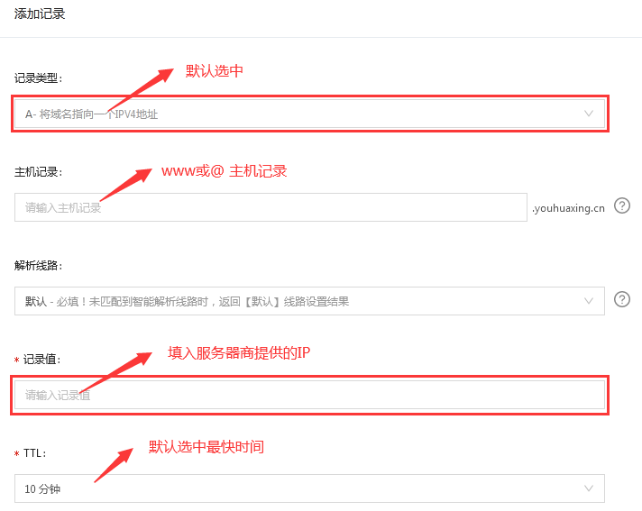域名解析記錄說明